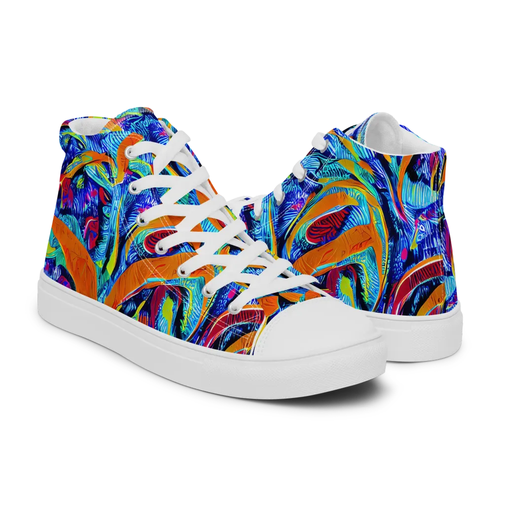 Tangerine Jungle on Women's High Top Canvas Shoes — Right
