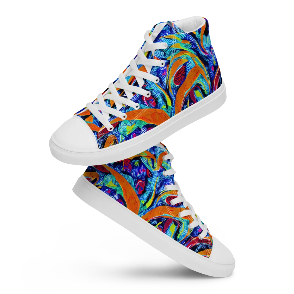 Tangerine Jungle on Women's High Top Canvas Shoes — Front