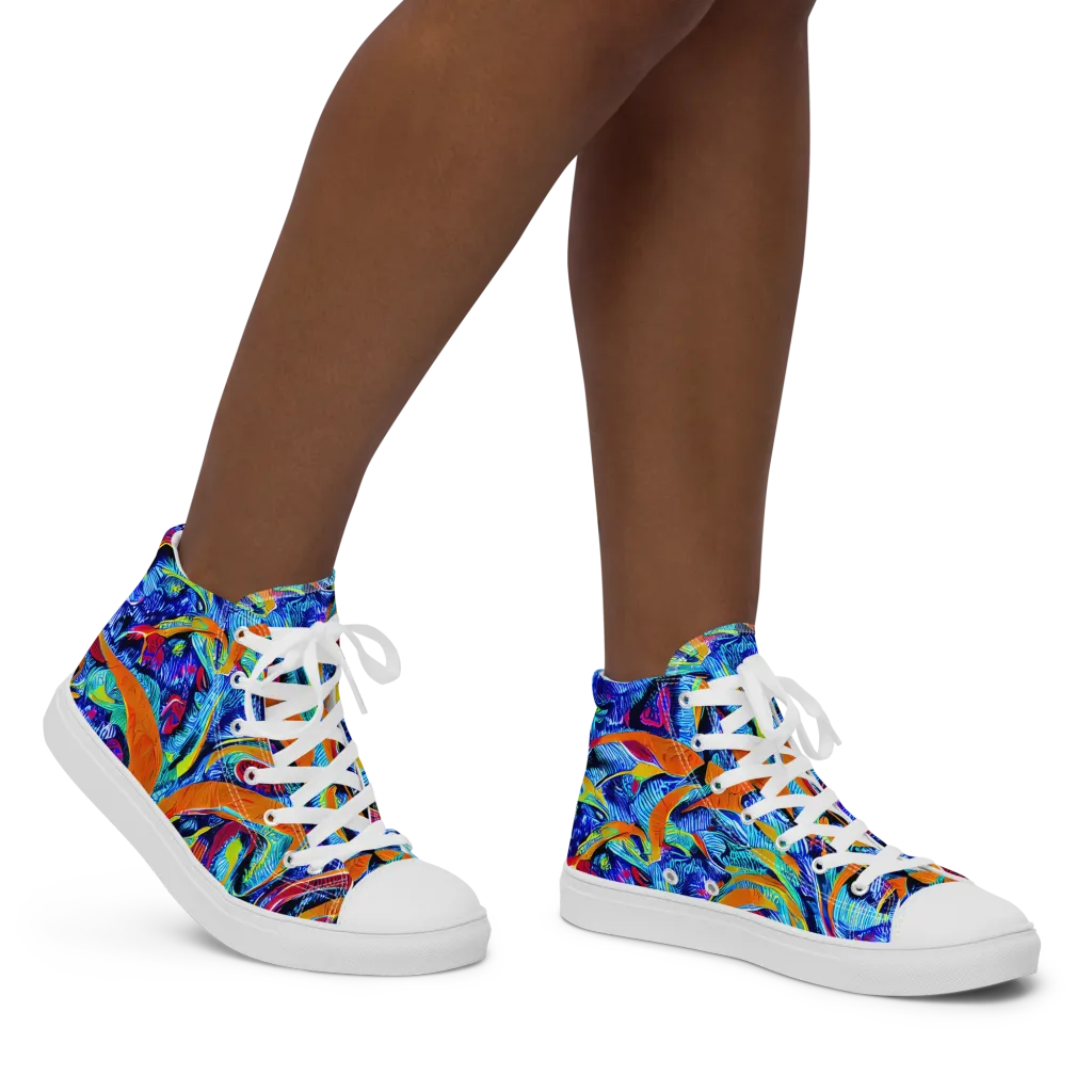 Tangerine Jungle on Women's High Top Canvas Shoes — Right