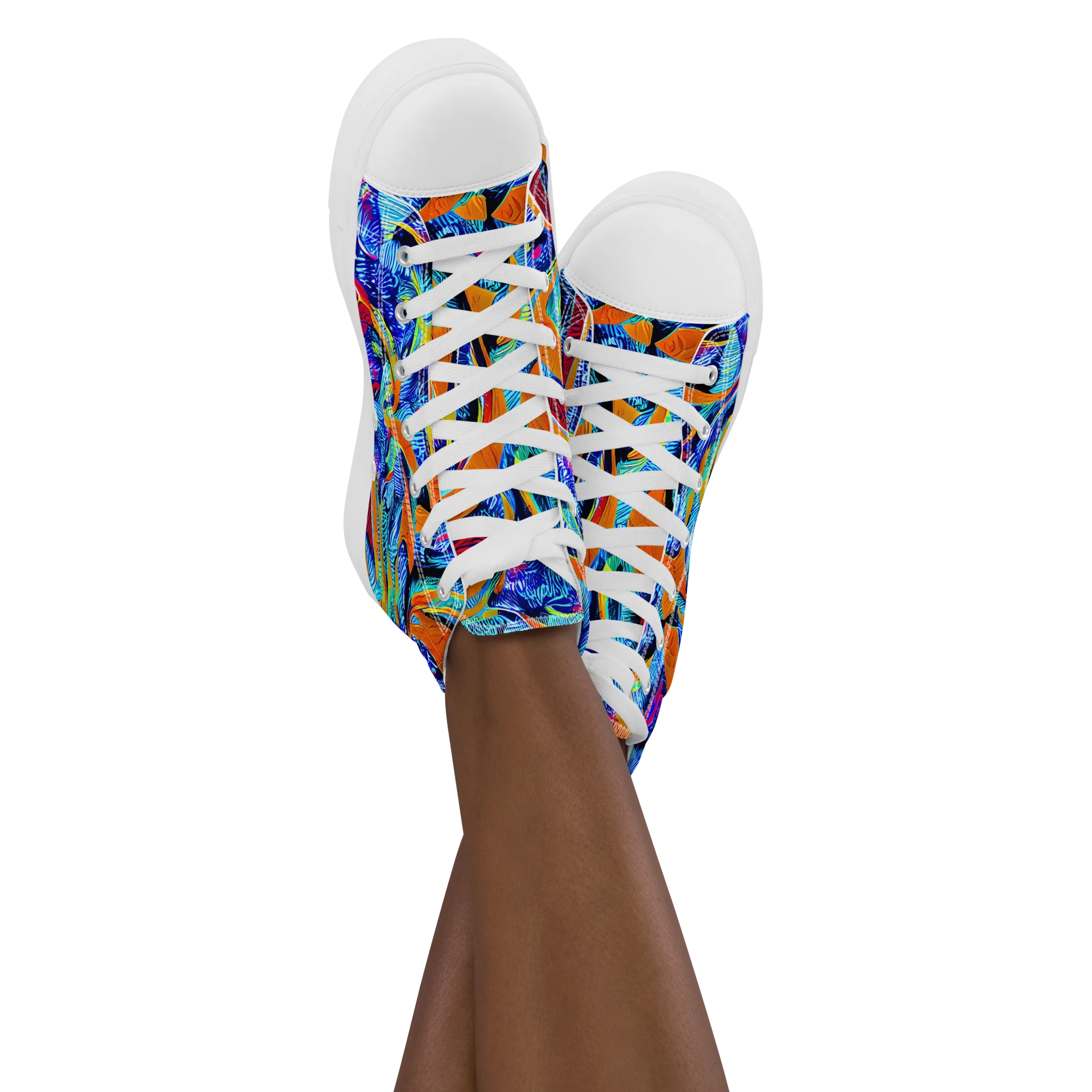 Tangerine Jungle on Women's High Top Canvas Shoes — Front