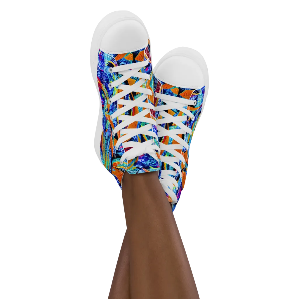 Tangerine Jungle on Women's High Top Canvas Shoes — Front