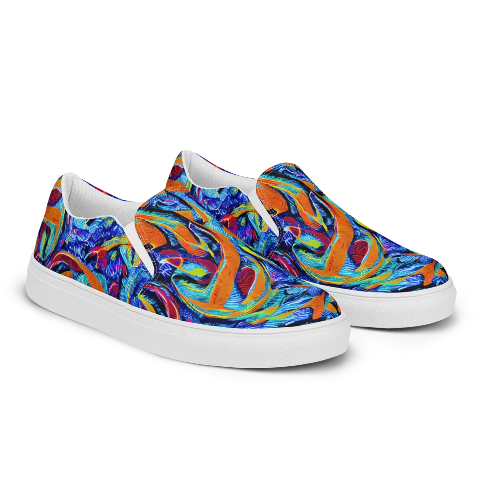 Tangerine Jungle on Men's Slip-On Canvas Shoes — Right Front