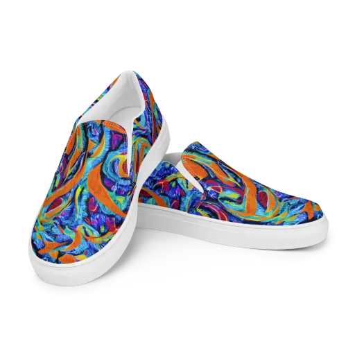 Tangerine Jungle on a Men's Slip-On Canvas Shoes