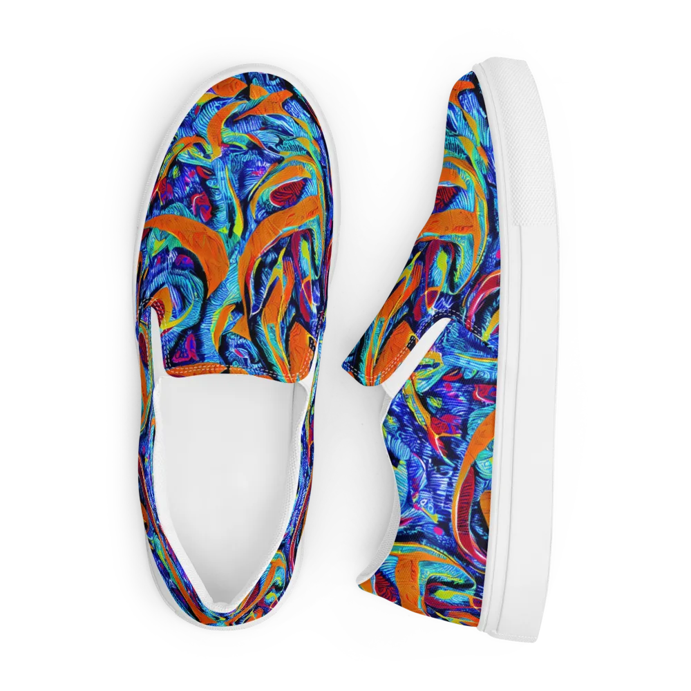 Tangerine Jungle on Men's Slip-On Canvas Shoes — Front