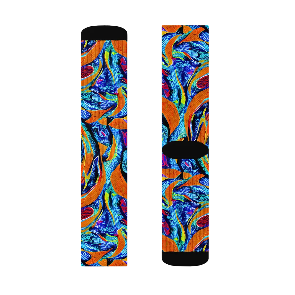 Tangerine Jungle on Socks — Left Sock