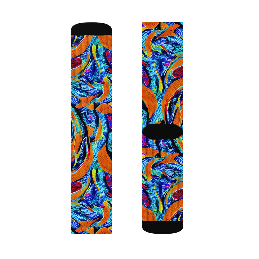 Tangerine Jungle on Socks — Right Sock