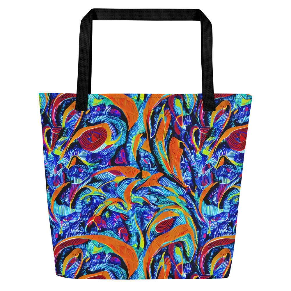 Tangerine Jungle on Large Tote Bag W/ Pocket — Front