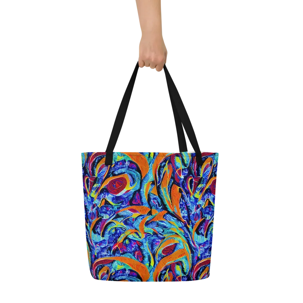 Tangerine Jungle on Large Tote Bag W/ Pocket — Front