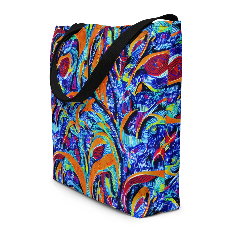 Tangerine Jungle on Large Tote Bag W/ Pocket — Front