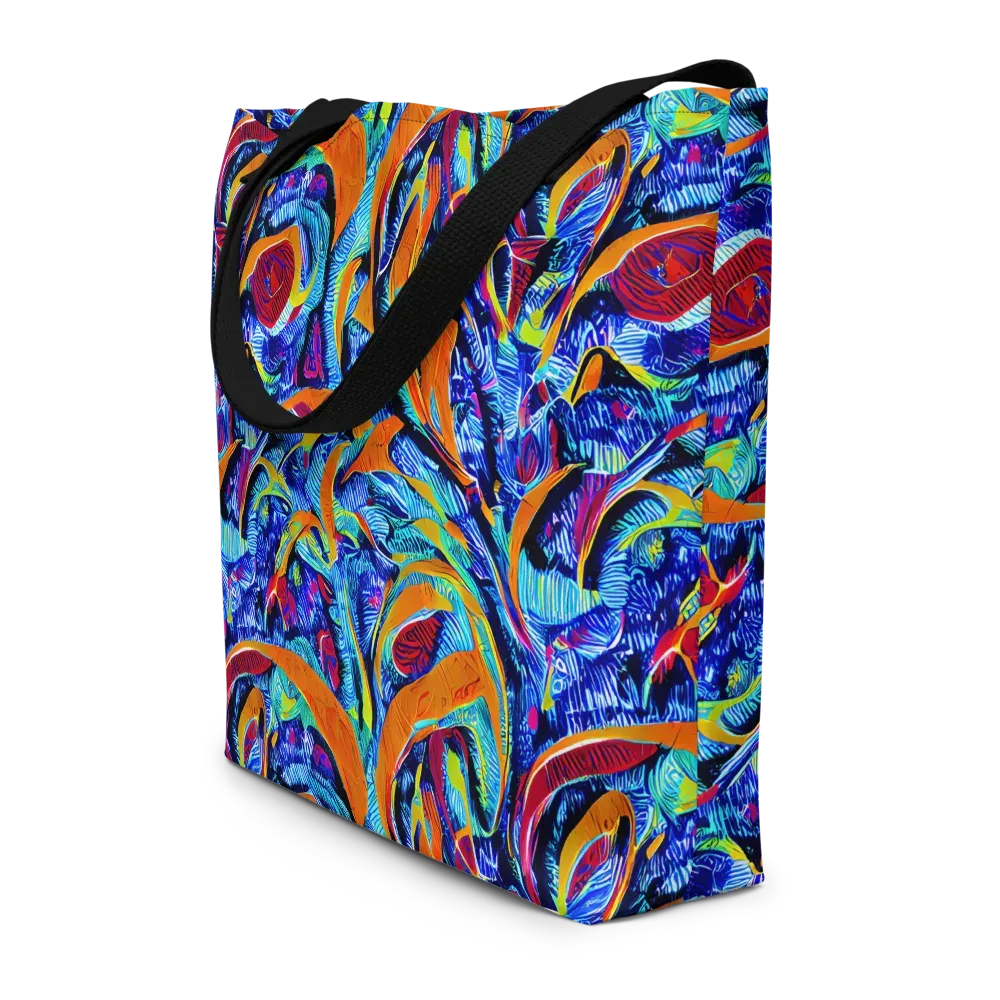 Tangerine Jungle on Large Tote Bag W/ Pocket — Front