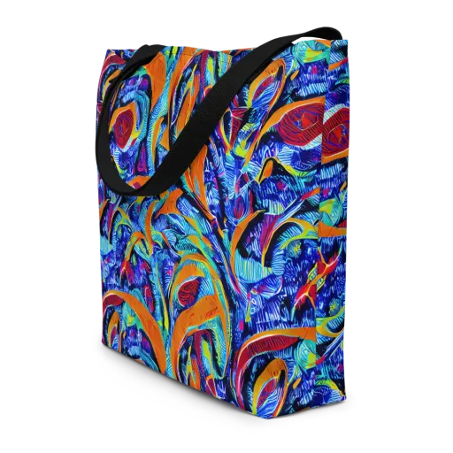 Tangerine Jungle on a Large Tote Bag W/ Pocket