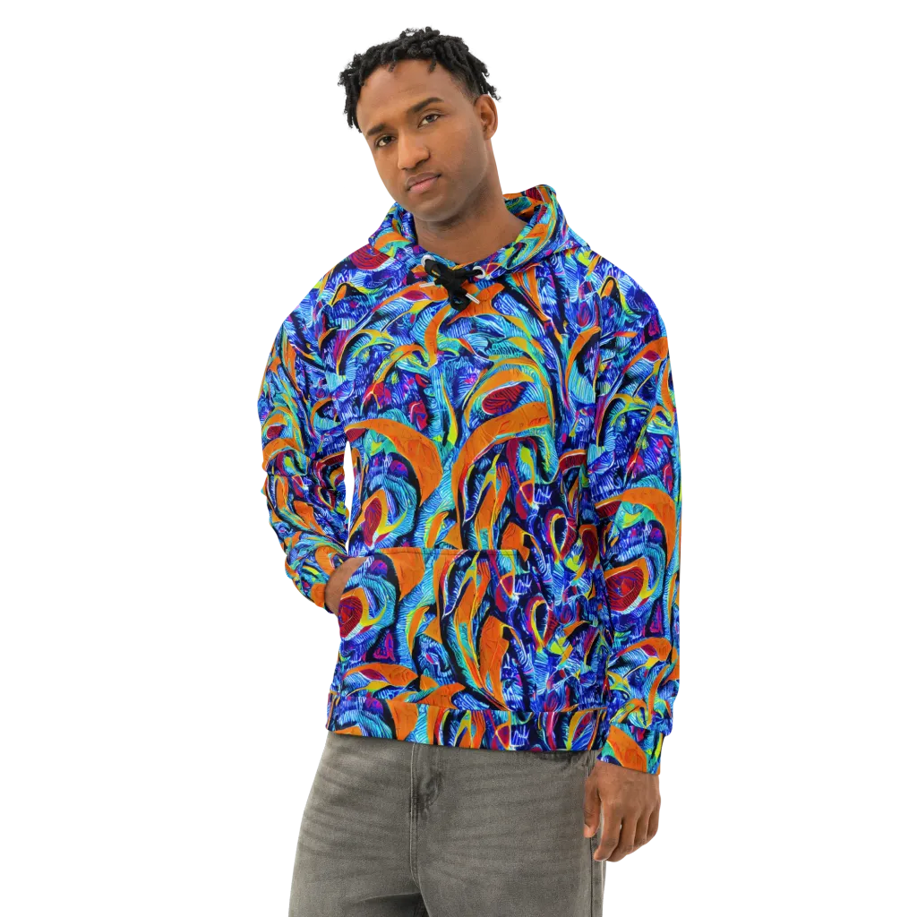 Tangerine Jungle on Cotton Hoodie — Left Front