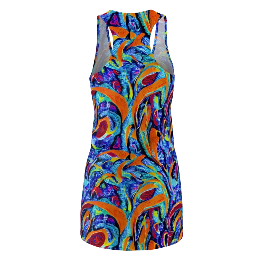 Tangerine Jungle on Racerback Dress — Back