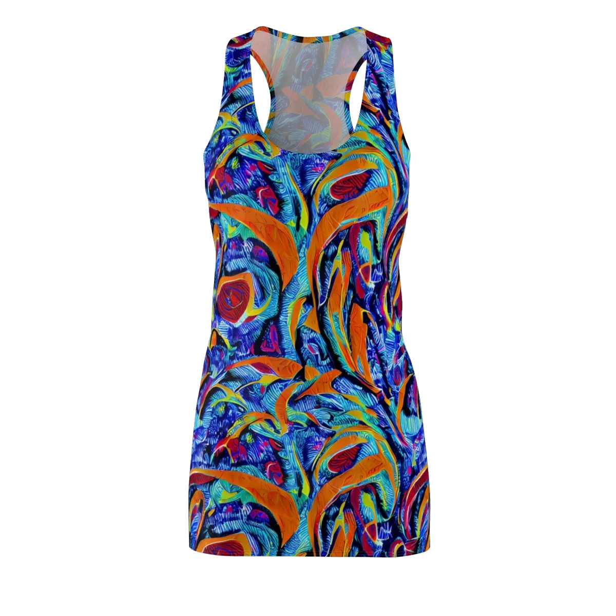 Tangerine Jungle on Racerback Dress — Front