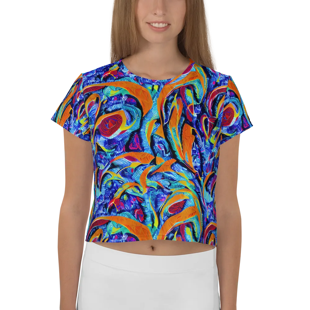 Tangerine Jungle on Crop Tee — Front