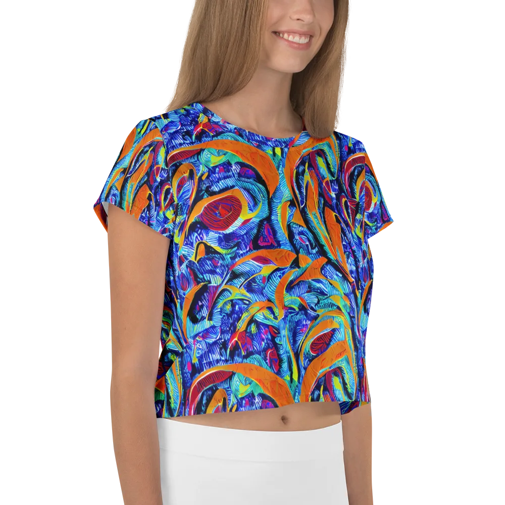 Tangerine Jungle on Crop Tee — Right