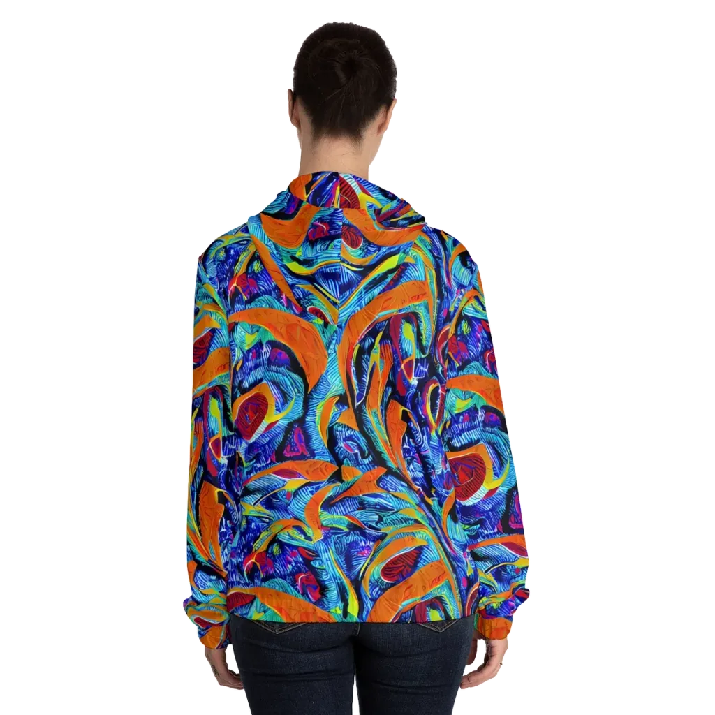 Tangerine Jungle on Women's Full-Zip Hoodie — Back On Person