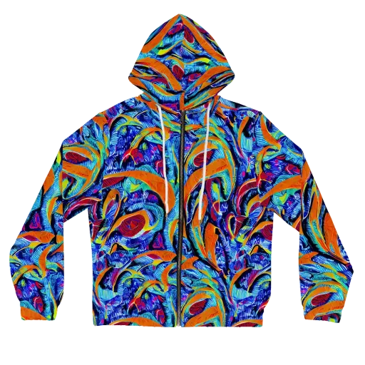 Tangerine Jungle on a Women's Full-Zip Hoodie