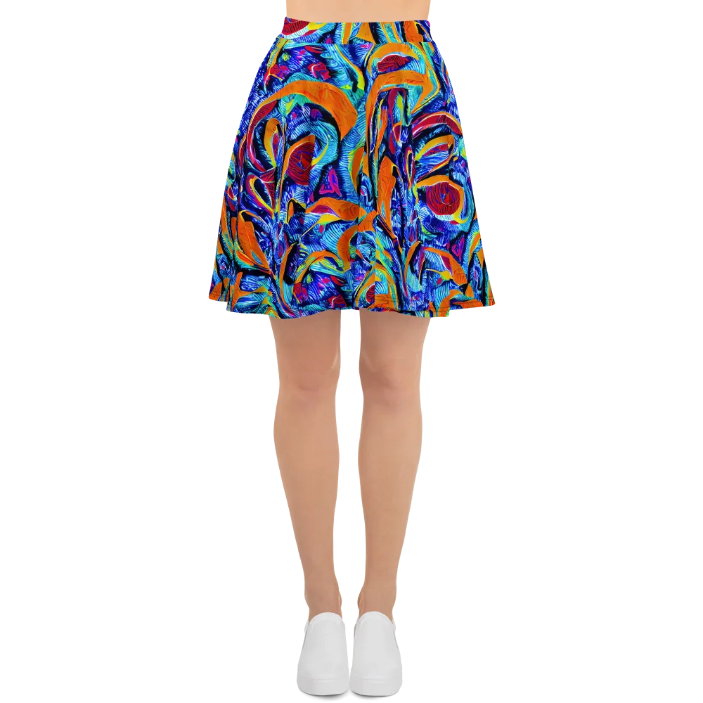 Tangerine Jungle on Skater Skirt — Front