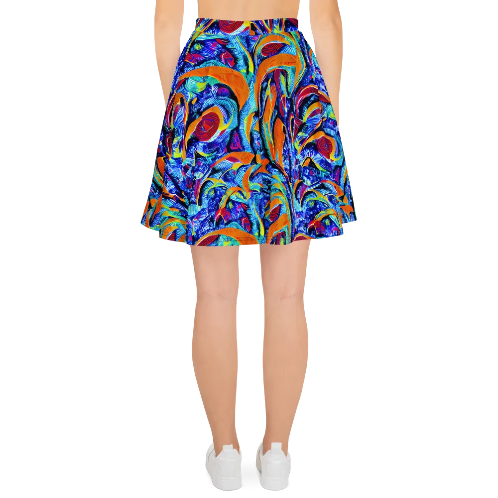 Tangerine Jungle on Skater Skirt — Back