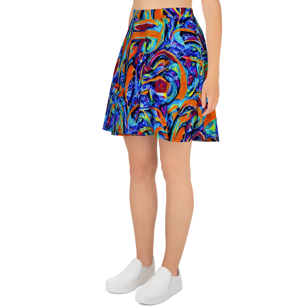 Tangerine Jungle on Skater Skirt — Left