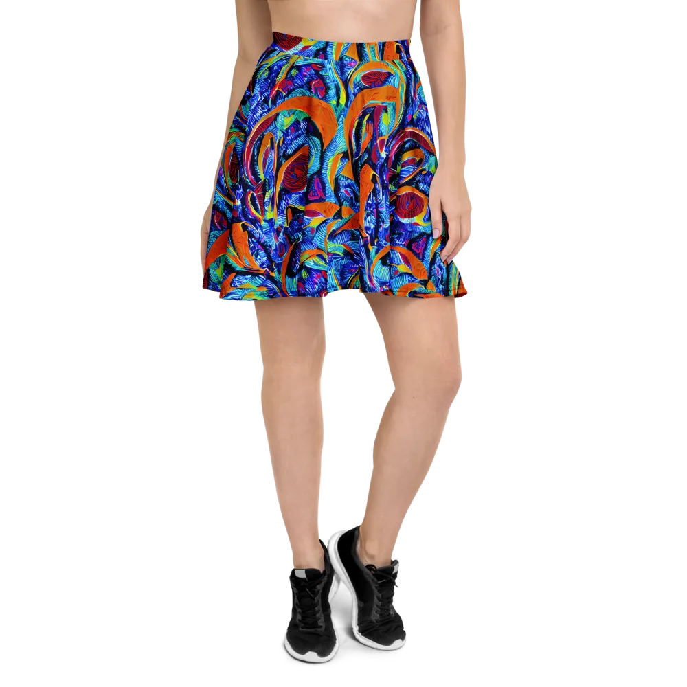 Tangerine Jungle on Skater Skirt — Front