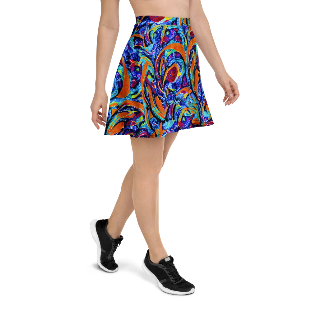 Tangerine Jungle on Skater Skirt — Right