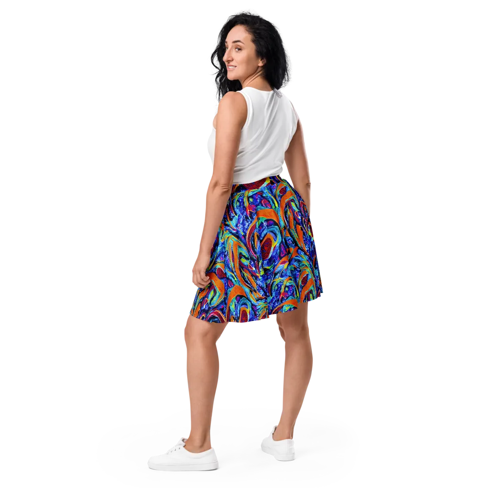 Tangerine Jungle on Skater Skirt — Back