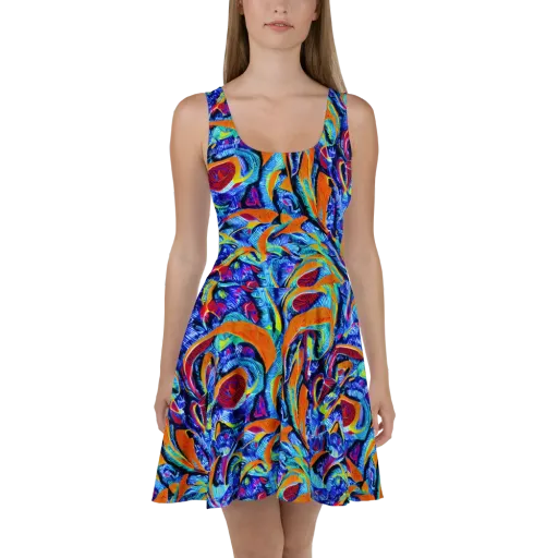 Tangerine Jungle on a Skater Dress