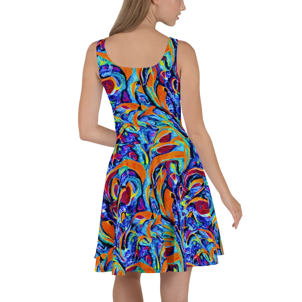 Tangerine Jungle on Skater Dress — Back
