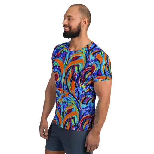 Tangerine Jungle on a Men's Athletic T-Shirt