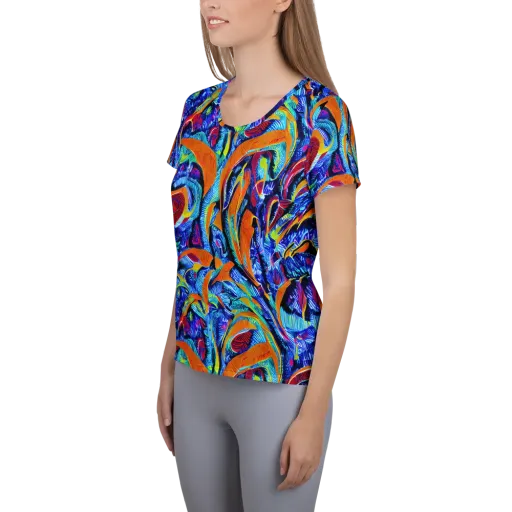 Tangerine Jungle on a Women's Athletic T-Shirt
