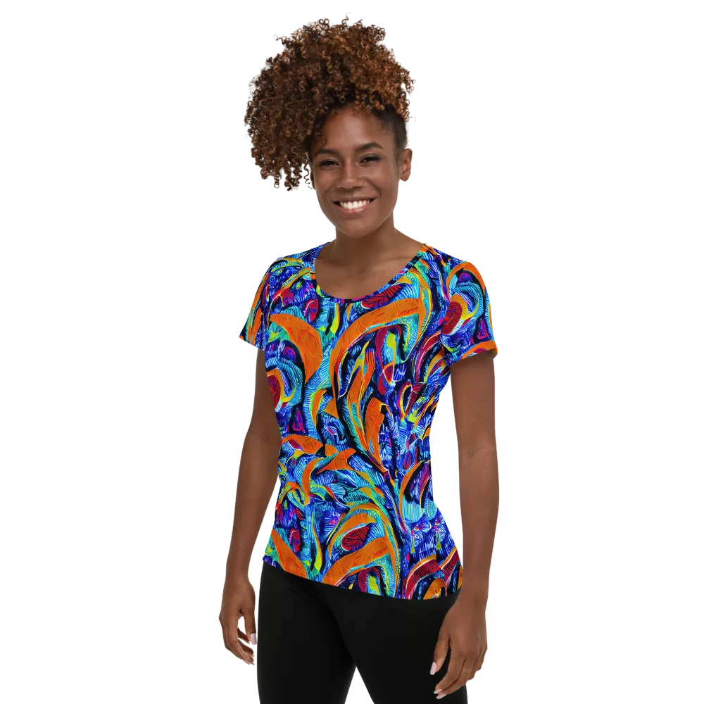 Tangerine Jungle on Women's Athletic T-Shirt — Left