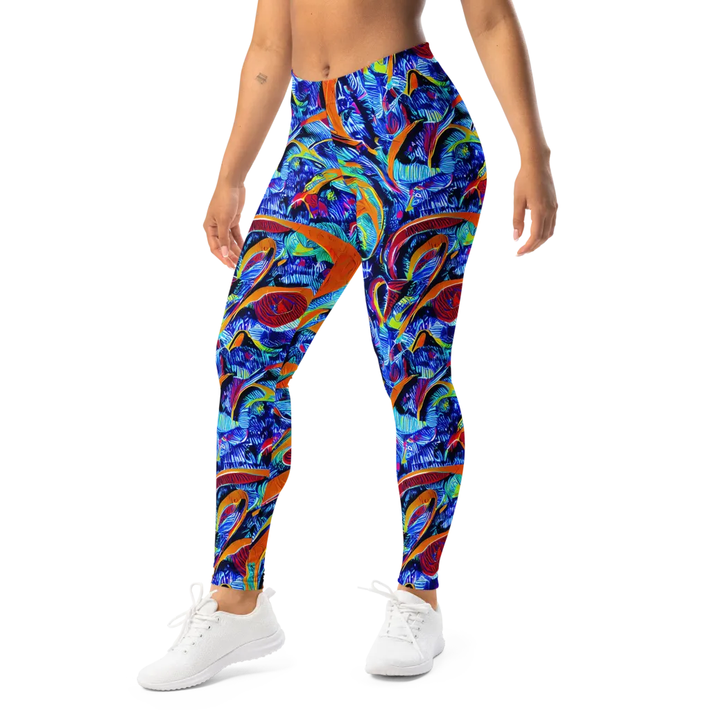Tangerine Jungle on Leggings — Left Front