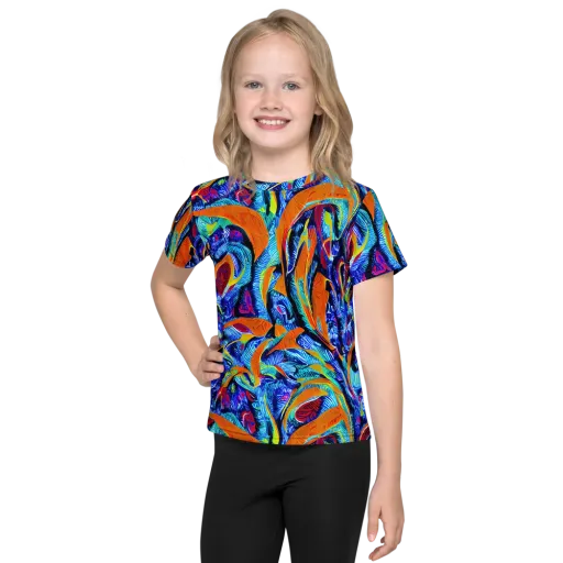 Tangerine Jungle on a Kids Crew Neck T-Shirt