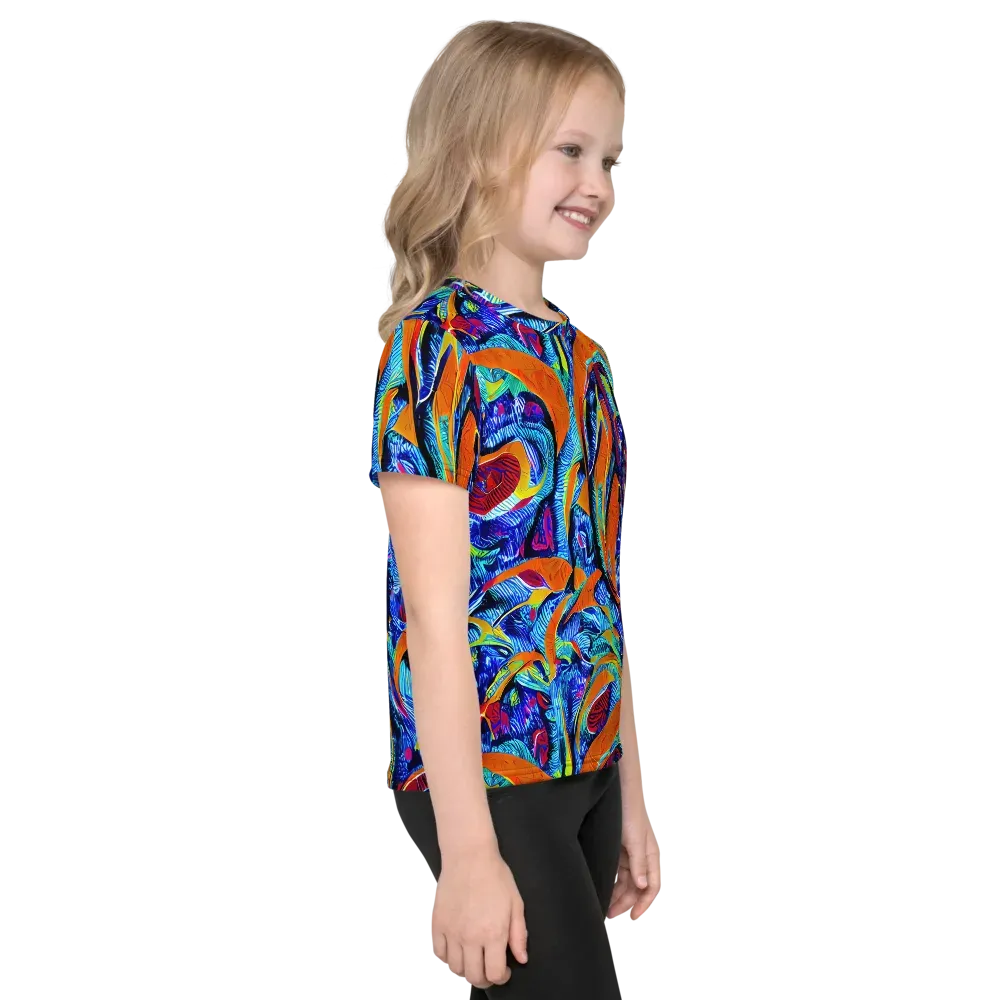 Tangerine Jungle on Kids Crew Neck T-Shirt — Right