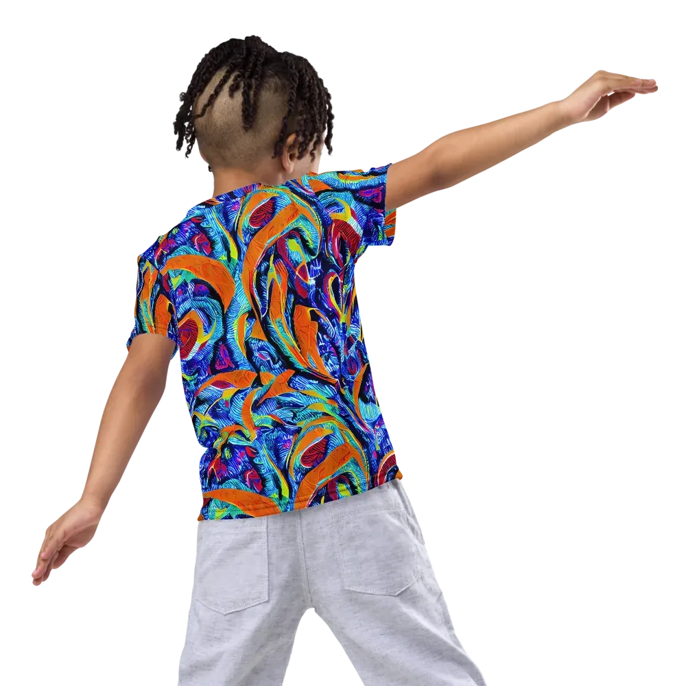 Tangerine Jungle on Kids Crew Neck T-Shirt — Back