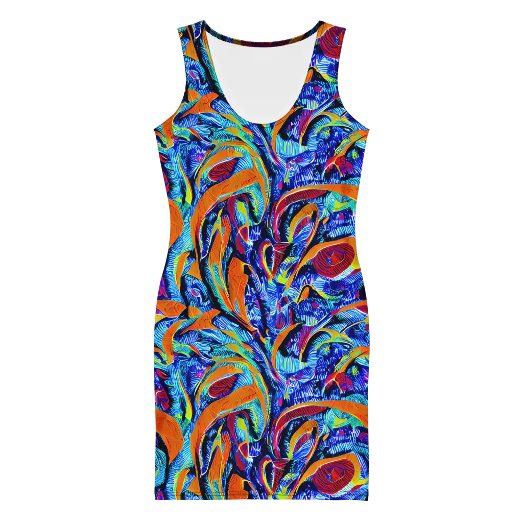 Tangerine Jungle on Bodycon Dress — Front