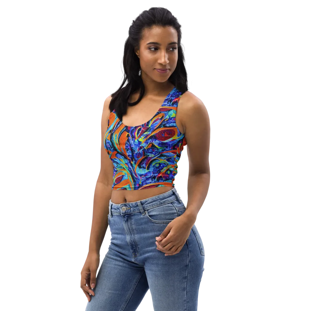 Tangerine Jungle on Crop Top — Left Front