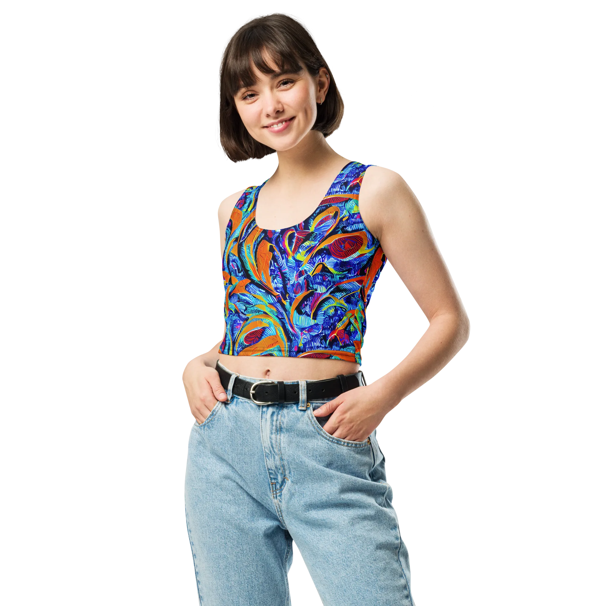 Tangerine Jungle on Crop Top — Front