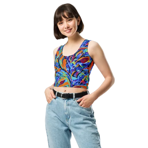 Tangerine Jungle on a Crop Top