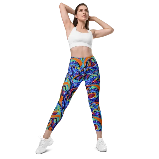 Tangerine Jungle on a Leggings with Pockets