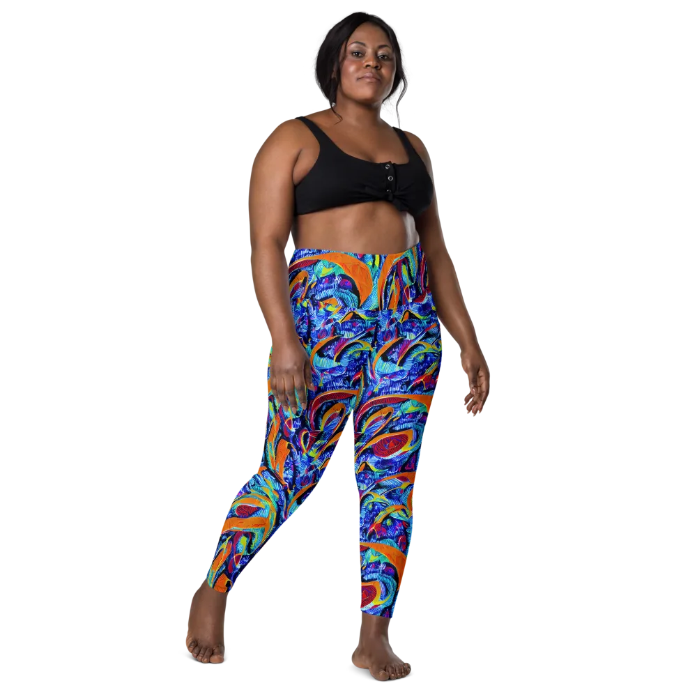 Tangerine Jungle on Leggings with Pockets — Front