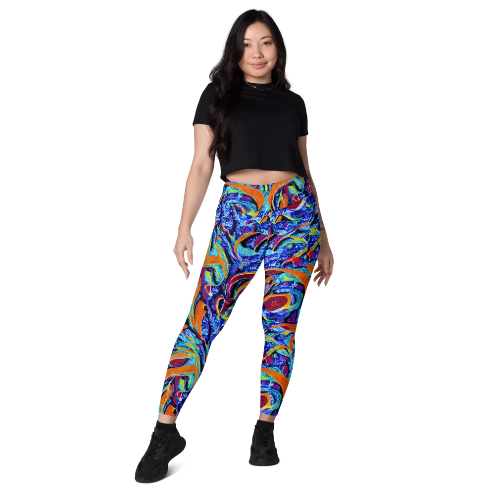 Tangerine Jungle on Leggings with Pockets — Front