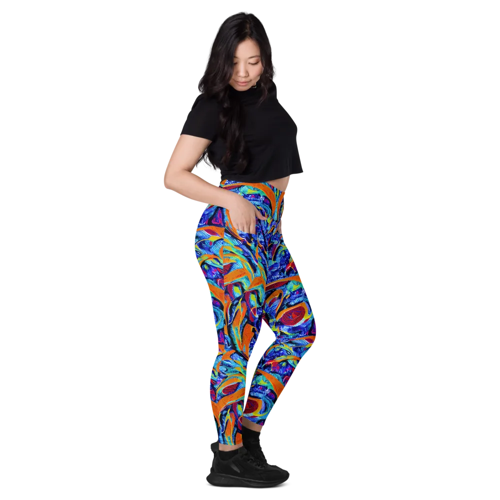 Tangerine Jungle on Leggings with Pockets — Right