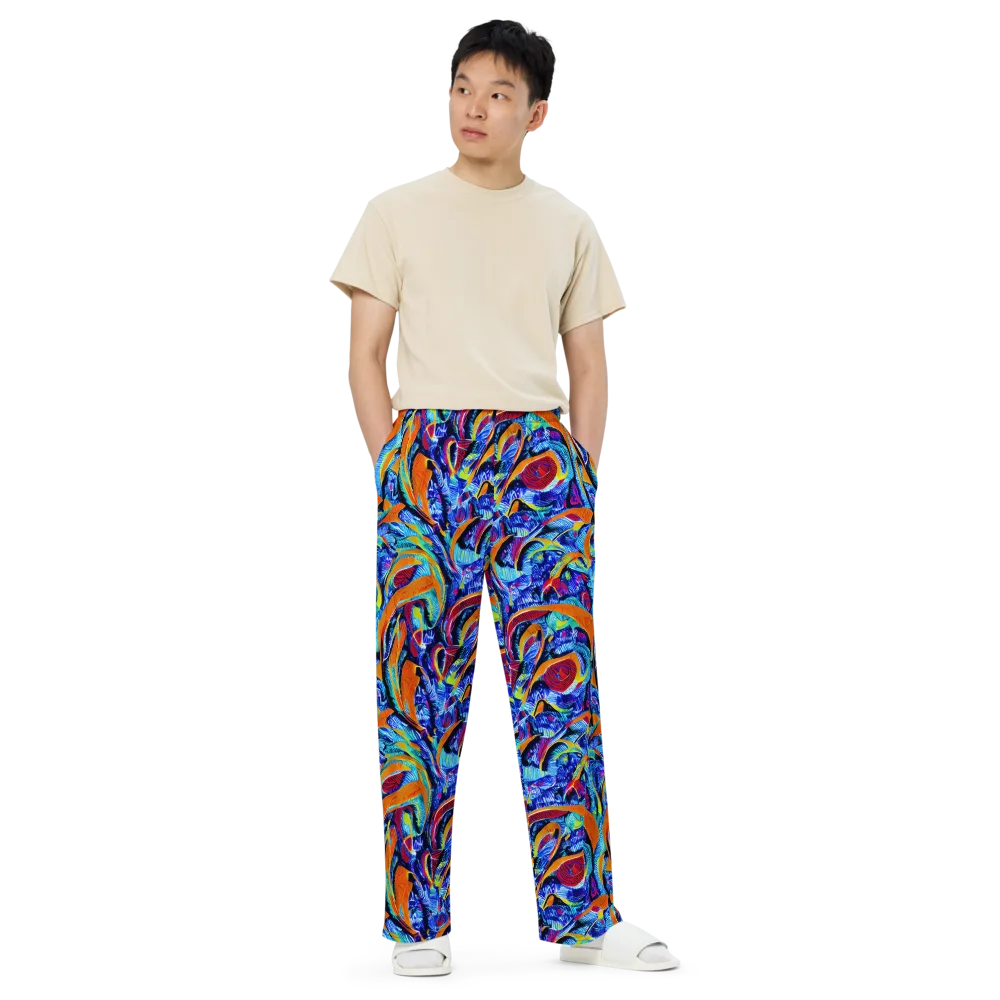 Tangerine Jungle on Wide-Leg Pants — Front