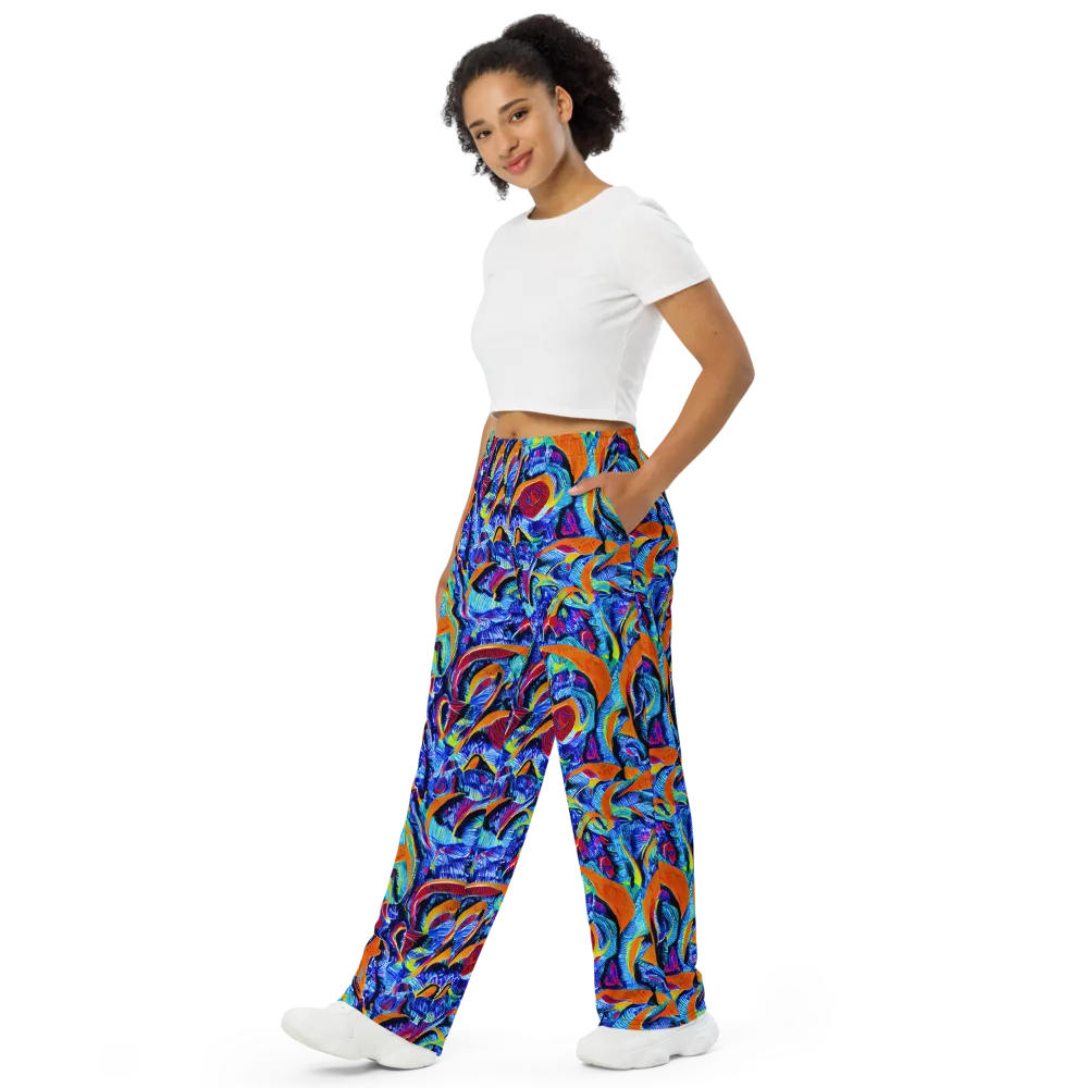 Tangerine Jungle on Wide-Leg Pants — Left Front