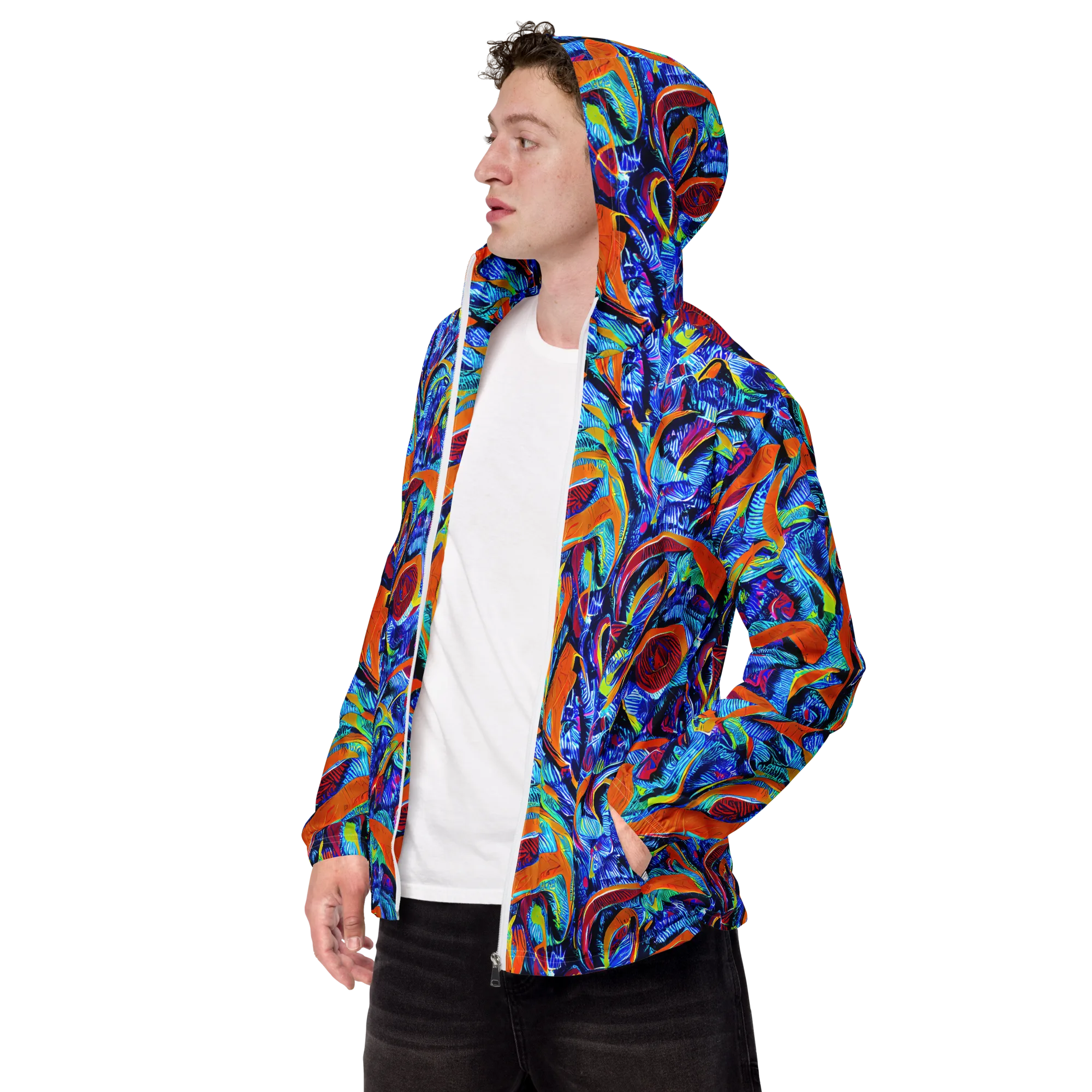Tangerine Jungle on Men's Windbreaker — Left Front