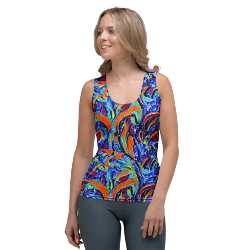 Tangerine Jungle on a Women's Tank Top