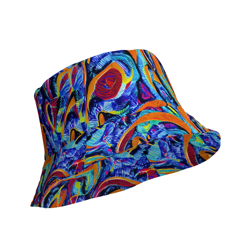Tangerine Jungle on Reversible Bucket Hat — Product details Outside